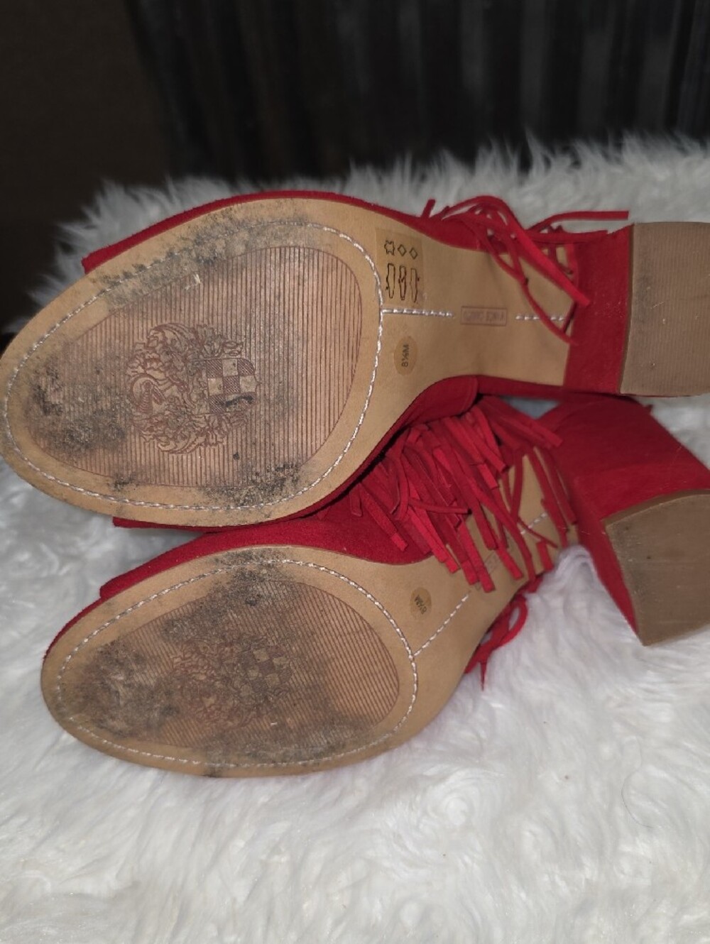 Fringe Peep-Toe Sandal - Red - Picture 7 of 8